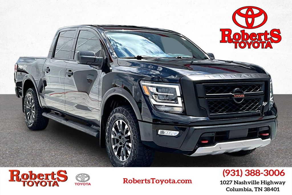 Super Black 2022 Nissan Titan Pickup Truck Four-Wheel Drive 9-Speed Automatic
