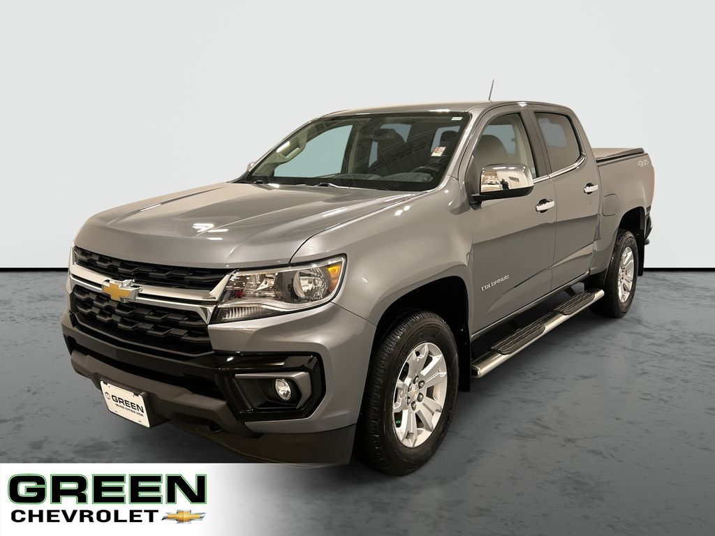 Gray (Satin Steel Metallic) 2021 Chevrolet Colorado LT Crew Cab 4WD Pickup Truck Four-Wheel Drive 8-Speed Automatic