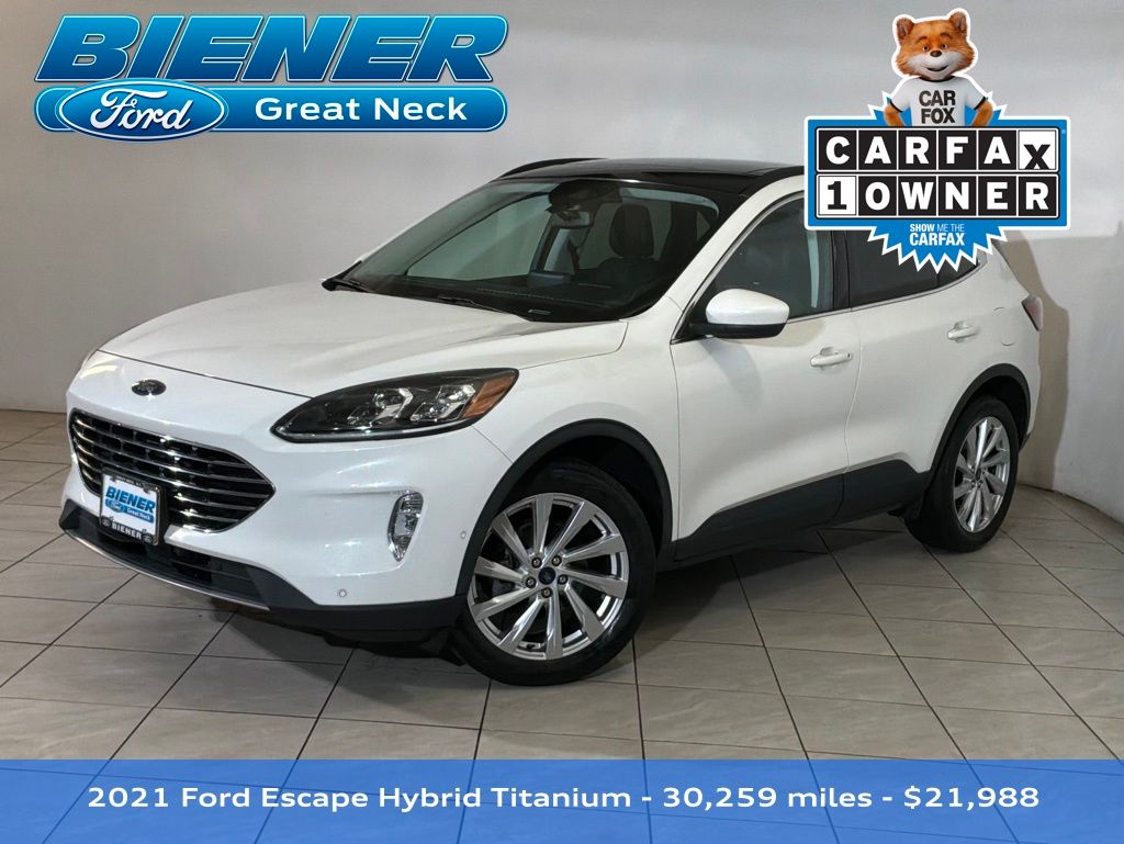 White 2021 Ford Escape Hybrid Titanium AWD SUV / Crossover All-Wheel Drive Continuously Variable Transmission