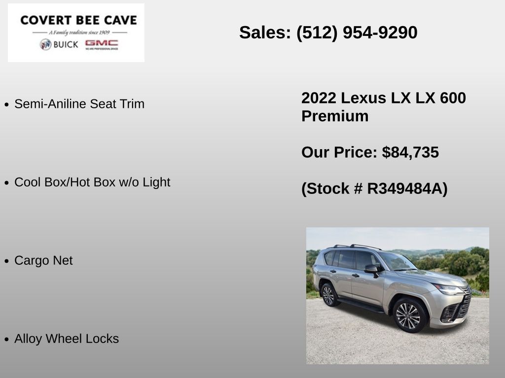 Used Car 2022 Lexus Lx  600 Premium For Sale Under $90,000 In Austin, Texas