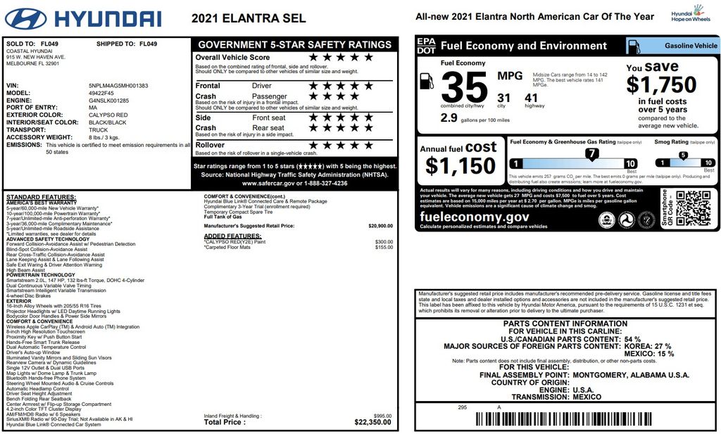 2021 Hyundai Elantra SEL Red at AutoSavvy Houston Southwest