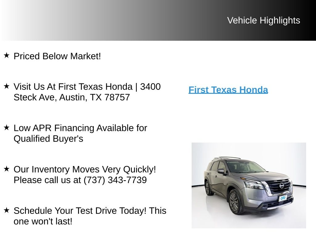 Used Car 2025 Nissan Pathfinder  Sl For Sale Under $35,000 In Austin, Texas