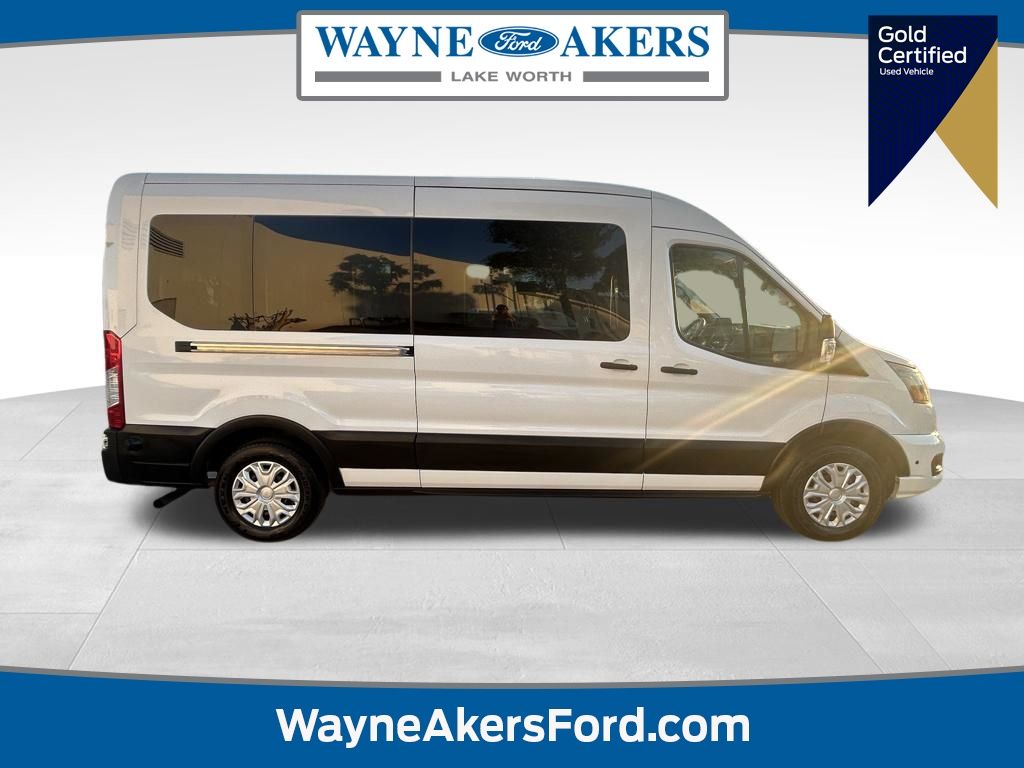 Oxford White 2024 Ford Transit Passenger 350 XLT Medium Roof LB RWD Van Rear-Wheel Drive
