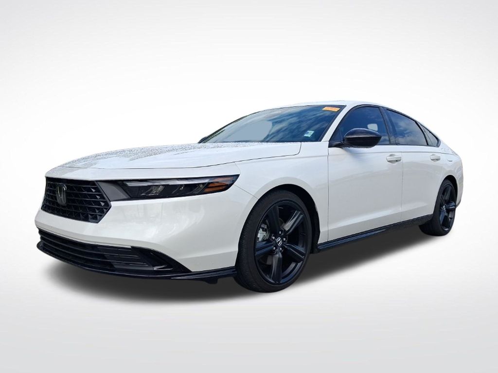 Platinum White Pearl 2025 Honda Accord Hybrid Sedan Front-Wheel Drive Continuously Variable Transmission