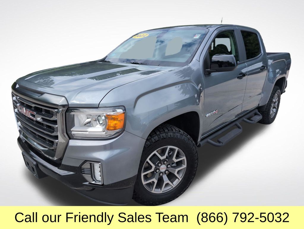 Gray (Satin Steel Metallic) 2022 GMC Canyon Pickup Truck Four-Wheel Drive 8-Speed Automatic
