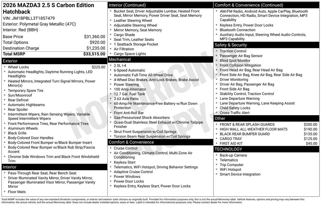 2026 Mazda Mazda3 Carbon Edition's photo