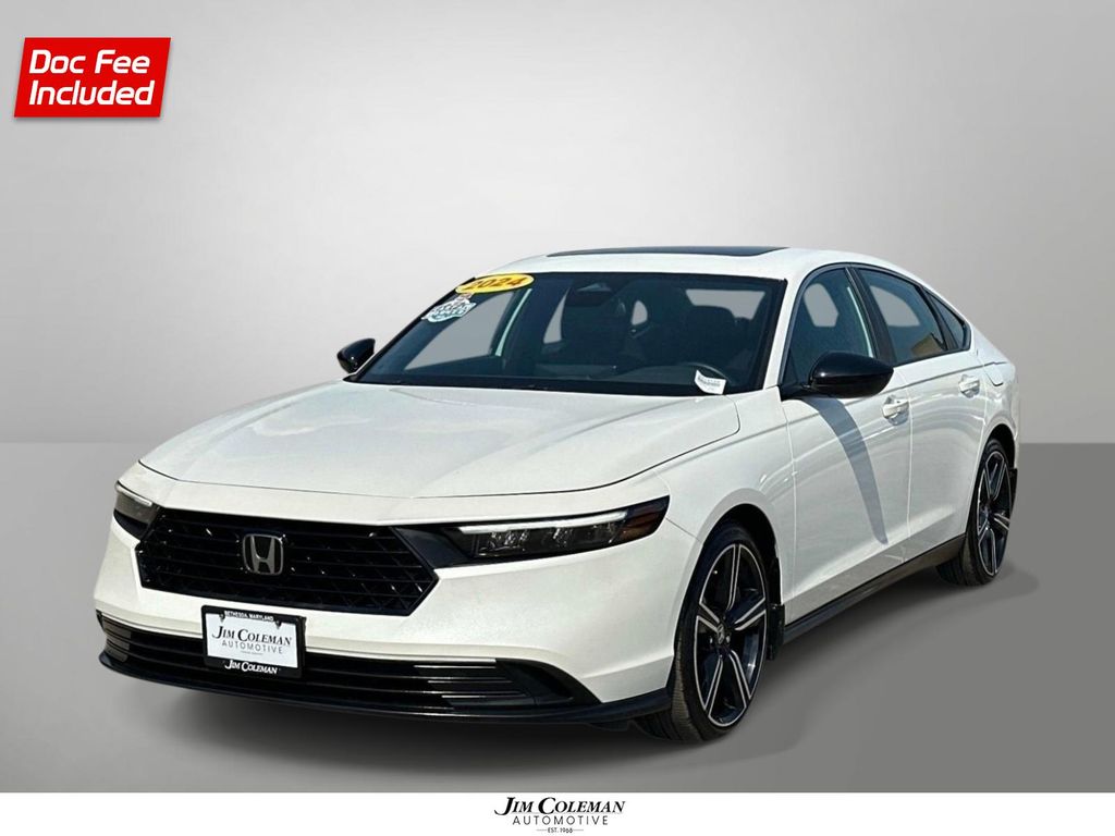 Platinum White Pearl 2024 Honda Accord Hybrid Sedan Front-Wheel Drive Continuously Variable Transmission