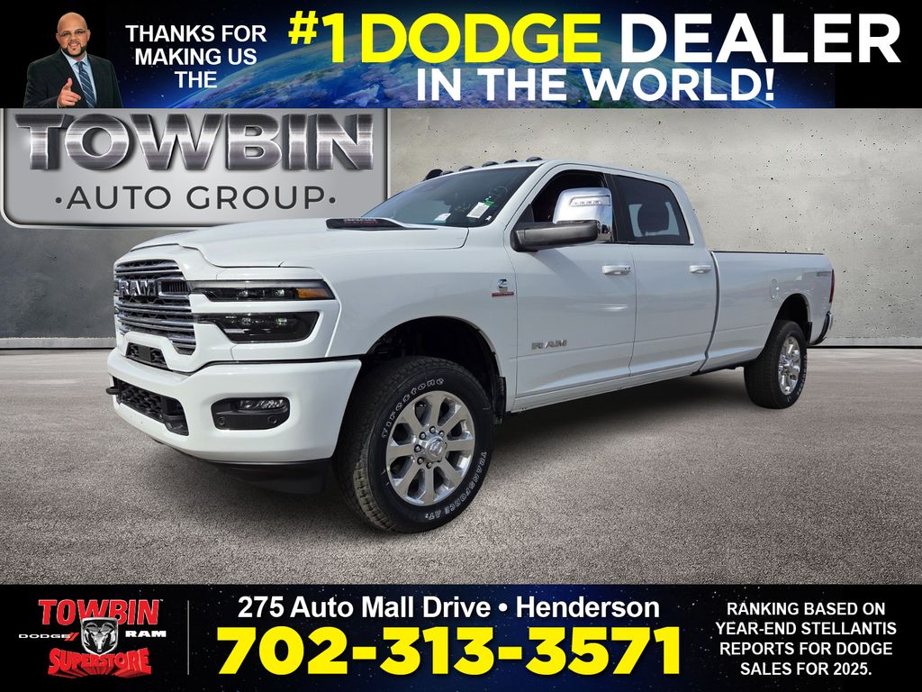 Bright White Clearcoat 2026 RAM 3500 Laramie Crew Cab LB 4WD Pickup Truck Four-Wheel Drive 8-Speed Automatic