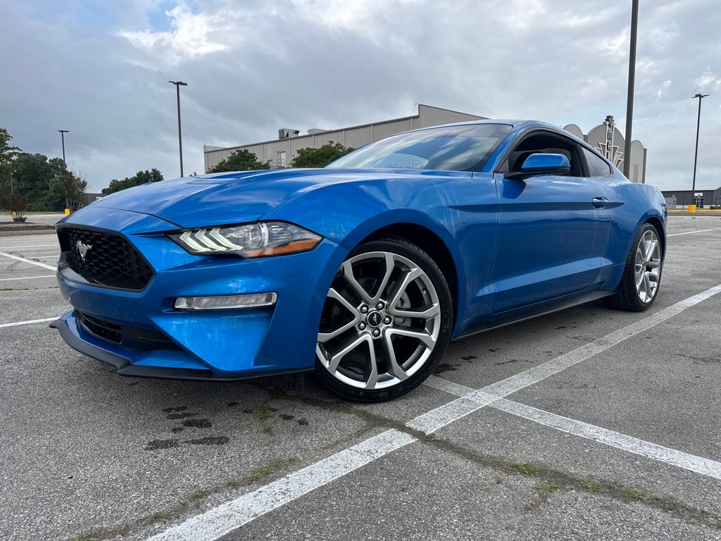 Velocity Blue Metallic 2021 Ford Mustang EcoBoost Premium Coupe RWD Coupe Rear-Wheel Drive Automatic