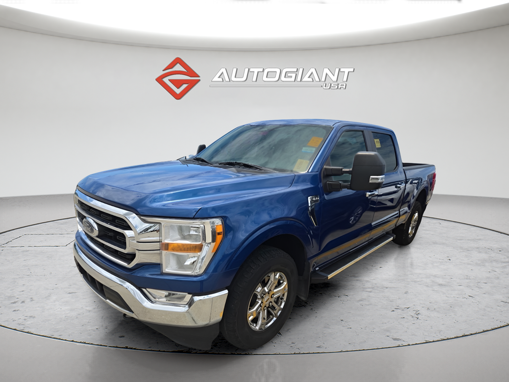 Blue 2022 Ford F-150 XLT SuperCrew 4WD Pickup Truck Four-Wheel Drive Automatic