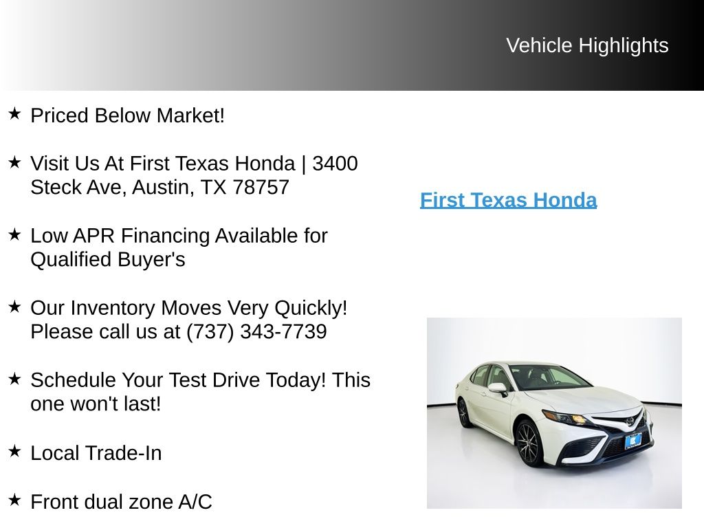 Used Car 2024 Toyota Camry  Se For Sale Under $30,000 In Austin, Texas