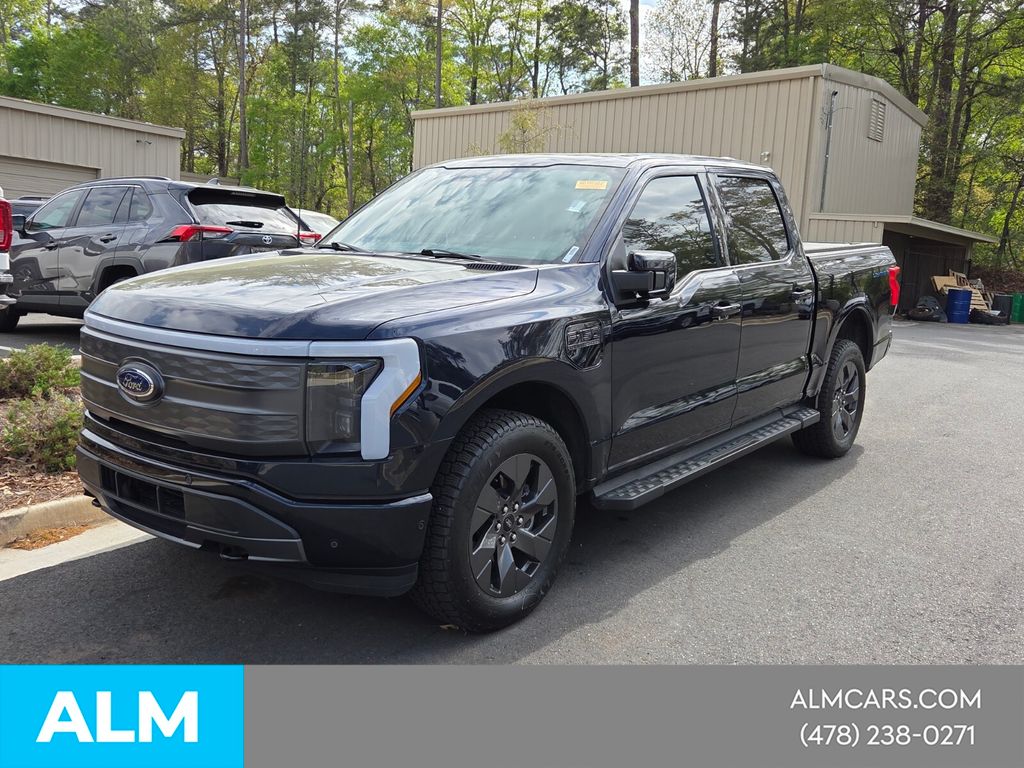Blue Metallic 2023 Ford F-150 Lightning Lariat SuperCrew AWD Pickup Truck All-Wheel Drive Automatic