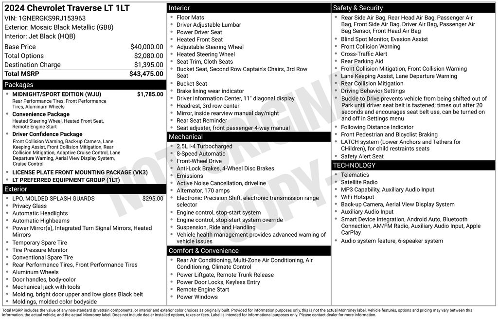 2024 Chevrolet Traverse LT Black at Klick Lewis Buick Chevrolet
