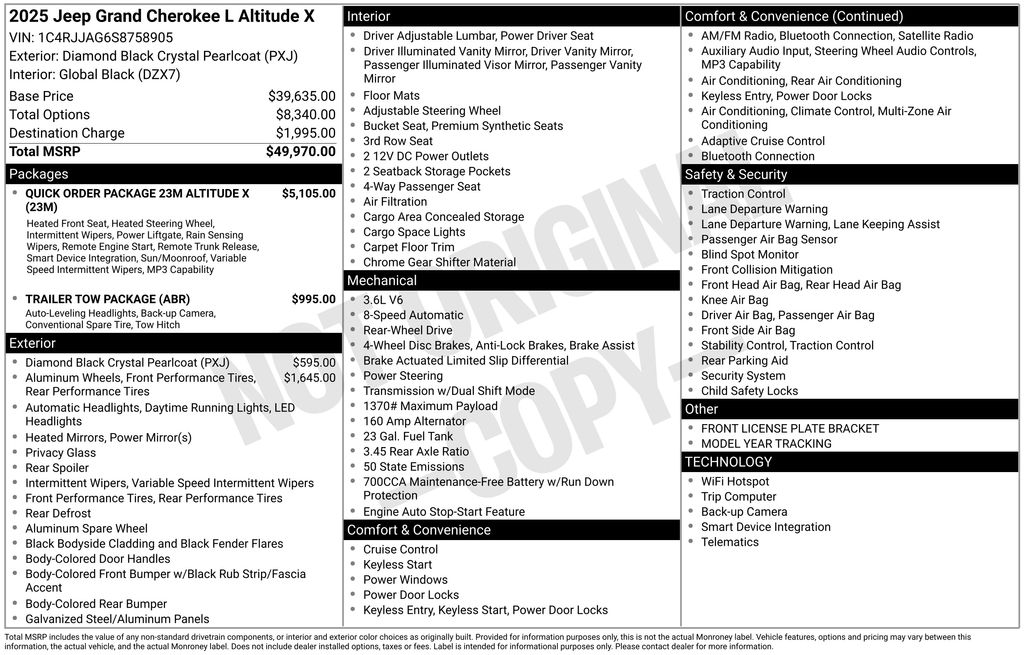 New Car 2025 Jeep Grand Cherokee L  For Sale Under $40,000 In Austin, Texas