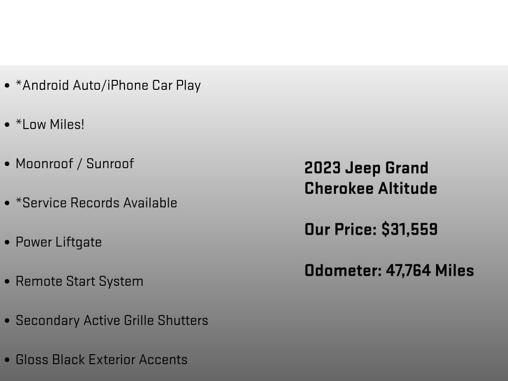 2023 Jeep Grand Cherokee Altitude X White/off-white at South Hills CDJR