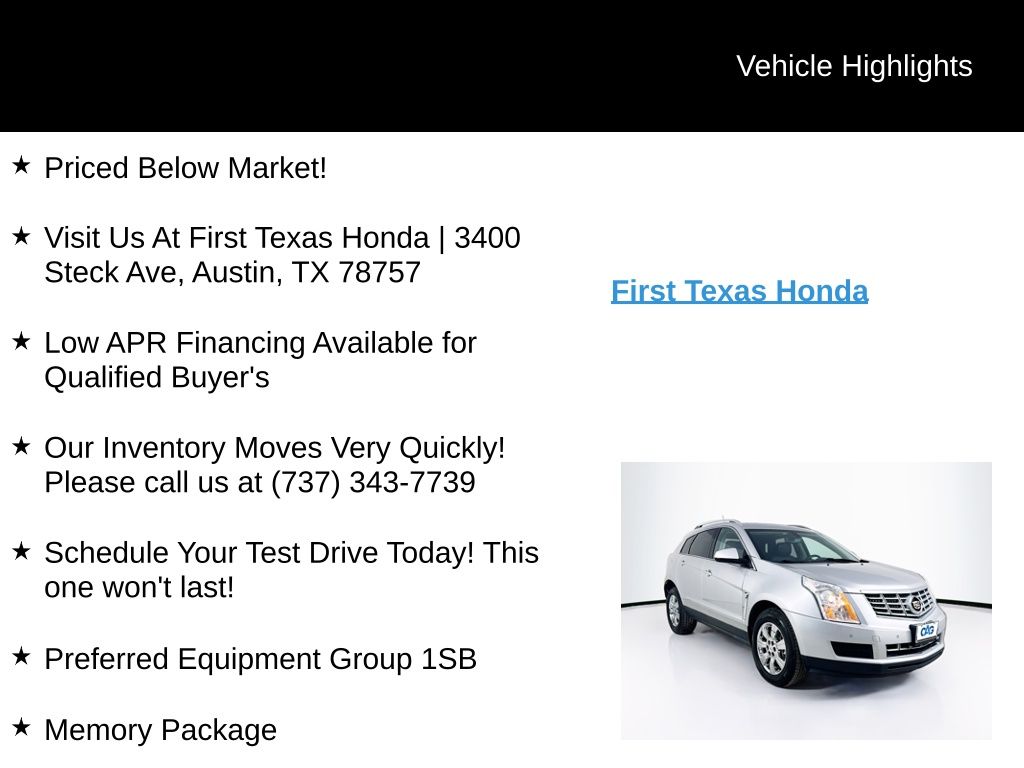 Used Car 2015 Cadillac Srx  Luxury For Sale Under $20,000 In Austin, Texas