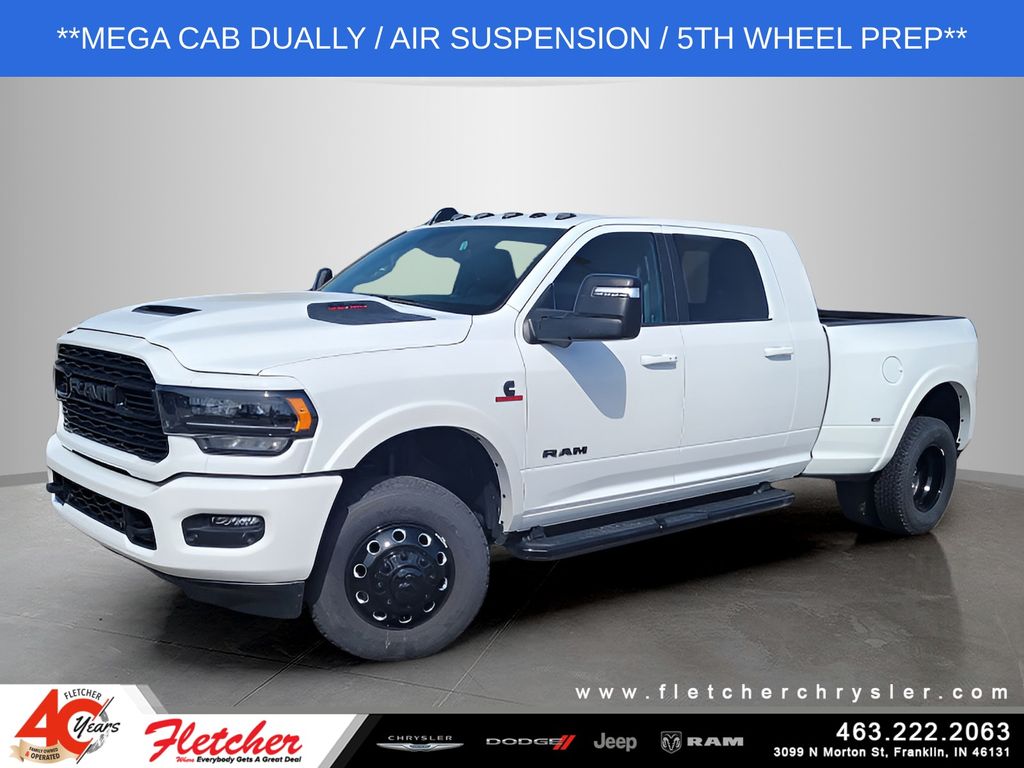 Bright White Clearcoat 2024 RAM 3500 Limited Mega Cab DRW 4WD Pickup Truck Four-Wheel Drive 6-Speed Automatic