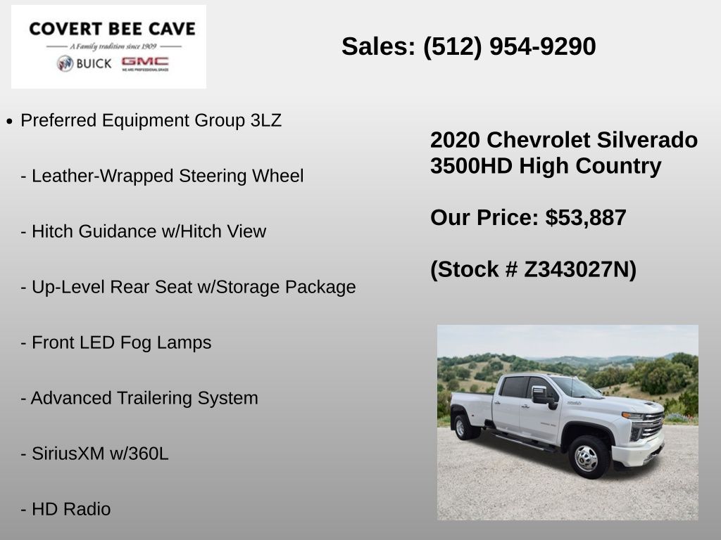 Used Car 2020 Chevrolet Silverado 3500hd  High Country For Sale Under $60,000 In Austin, Texas