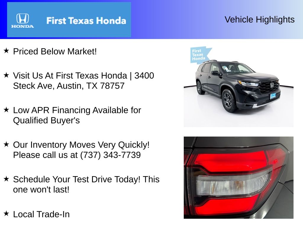 New Car 2025 Honda Pilot  Trailsport For Sale Under $50,000 In Austin, Texas