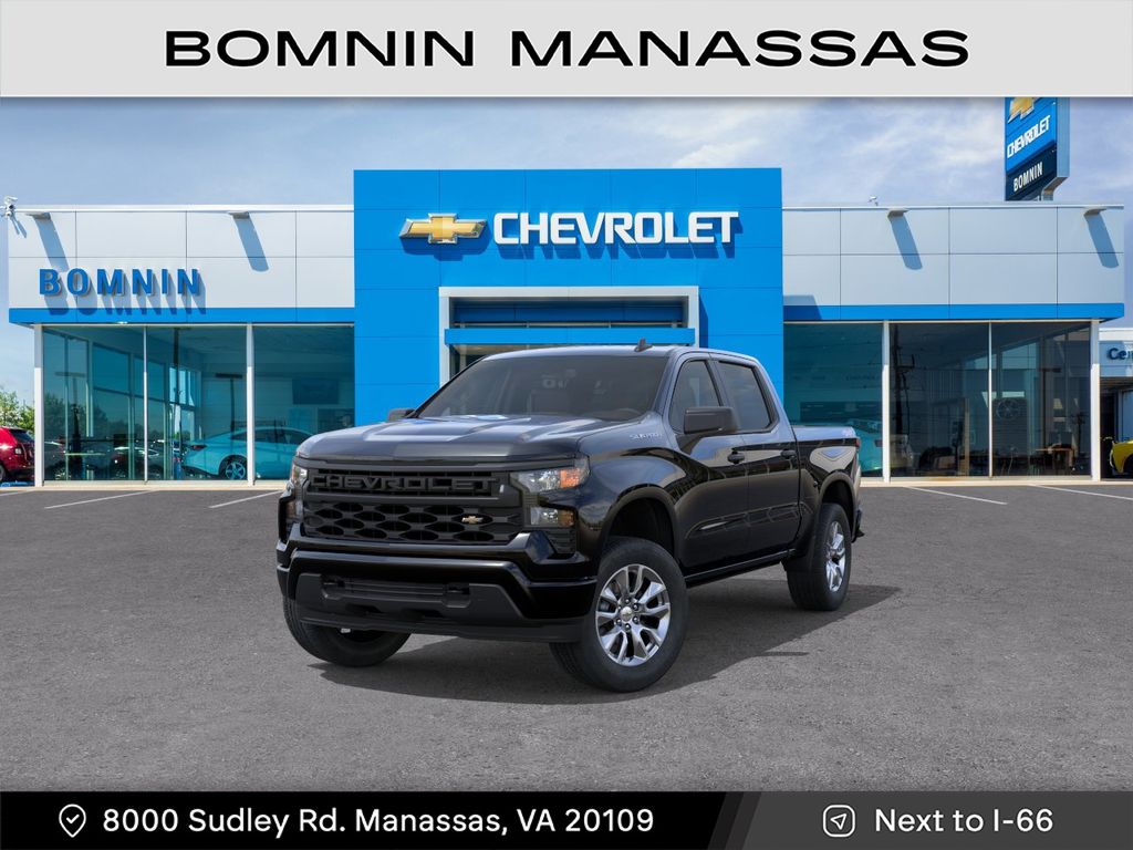 Black 2026 Chevrolet Silverado 1500 Custom Crew Cab 4WD Pickup Truck Four-Wheel Drive 8-Speed Automatic