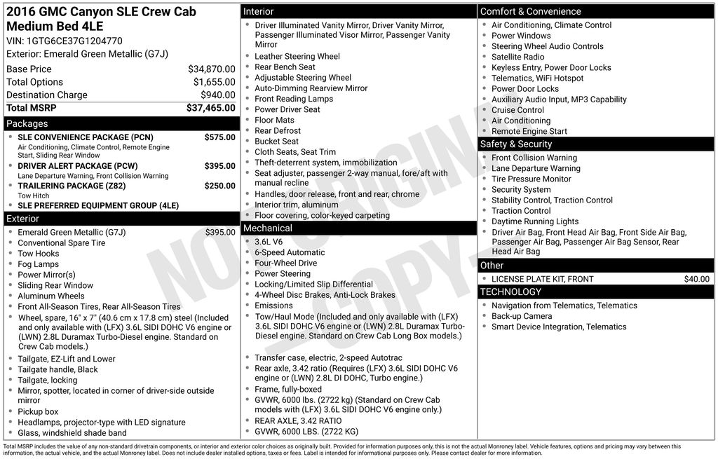 2016 GMC Canyon SLE