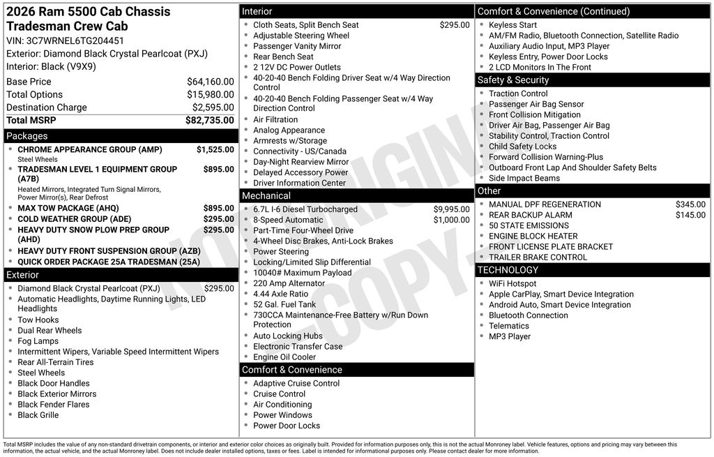 new 2026 Ram 5500HD car, priced at $83,396