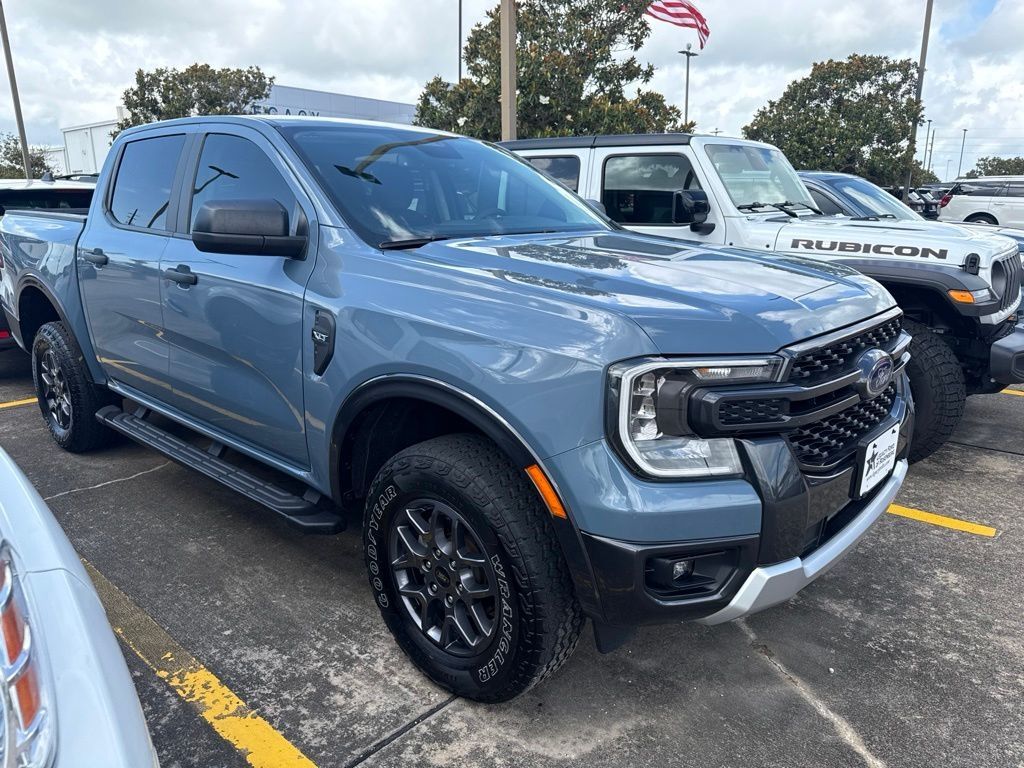 Blue (Azure Gray Metallic Tri-Coat) 2024 Ford Ranger XLT SuperCrew 4WD Pickup Truck Four-Wheel Drive Automatic
