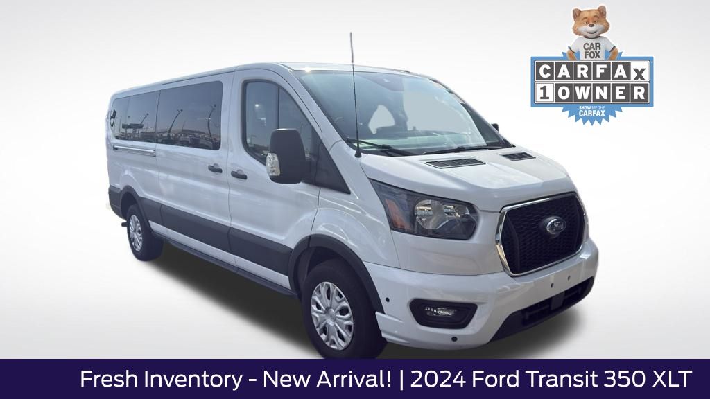 Oxford White 2024 Ford Transit Passenger 350 XLT Low Roof LB RWD Van Rear-Wheel Drive