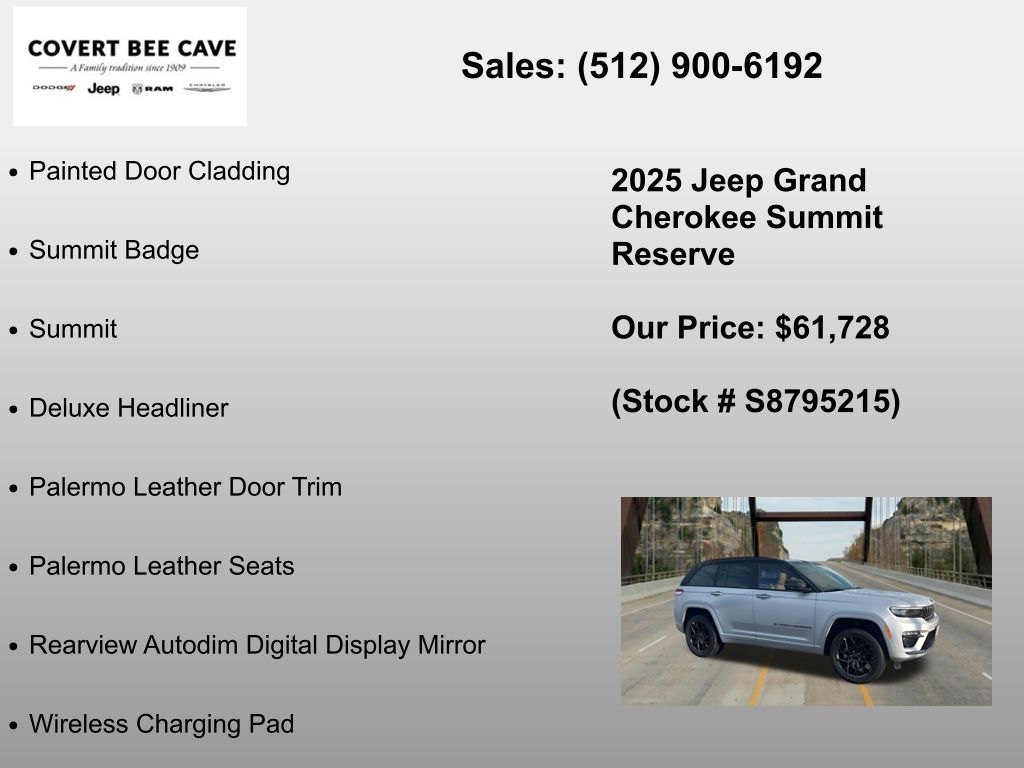 New Car 2025 Jeep Grand Cherokee  Summit For Sale Under $70,000 In Austin, Texas