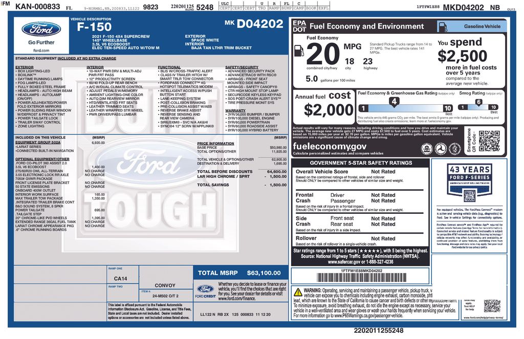 Certified Used 2021 White Ford Lariat image 6