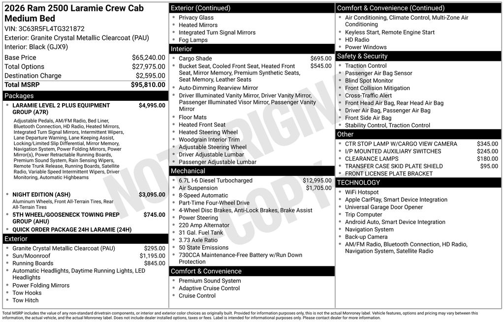 new 2026 Ram 2500 car, priced at $86,148