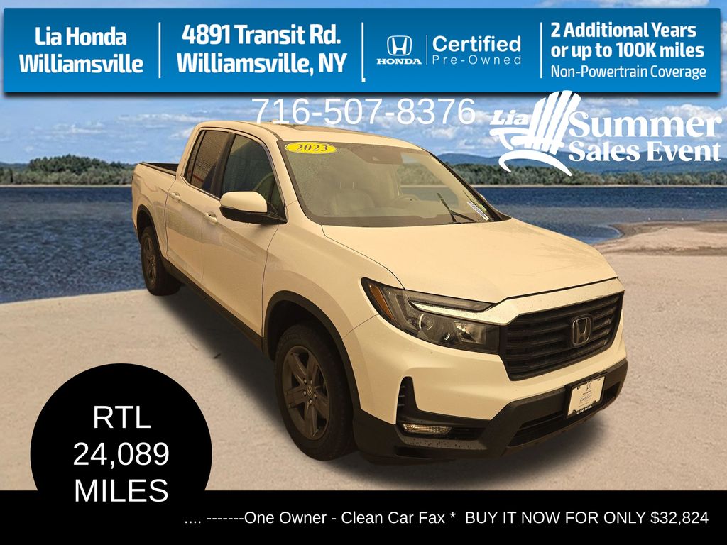 Platinum White Pearl 2023 Honda Ridgeline Pickup Truck All-Wheel Drive 9-Speed Automatic