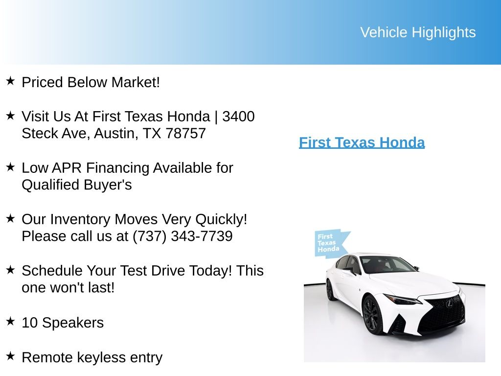 Used Car 2021 Lexus Is  350 F Sport For Sale Under $35,000 In Austin, Texas