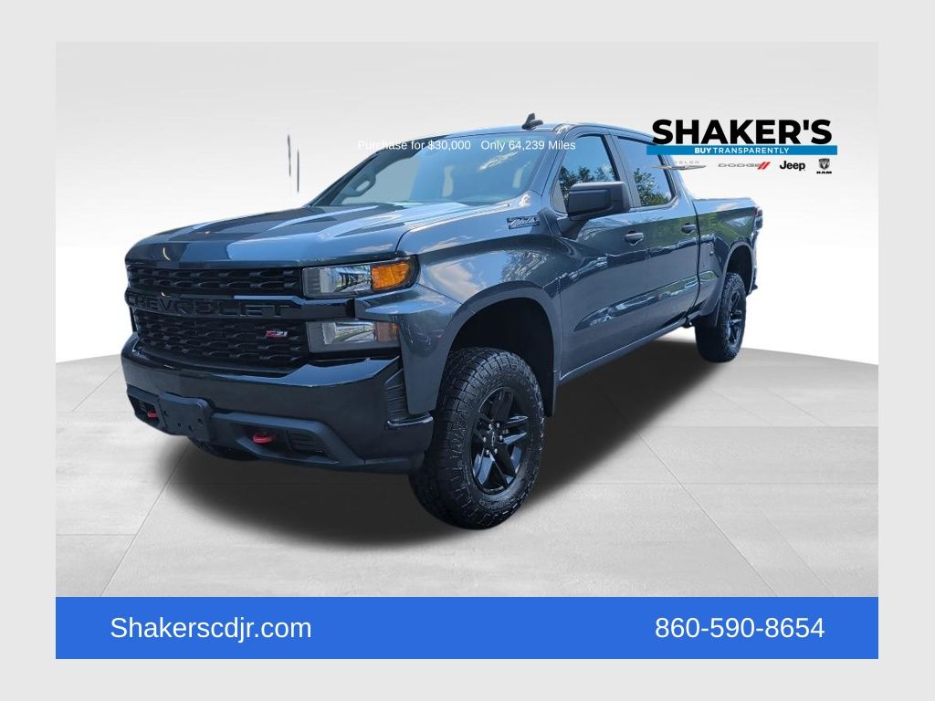 Shadow Gray Metallic 2020 Chevrolet Silverado 1500 Custom Trail Boss Crew Cab 4WD Pickup Truck Four-Wheel Drive 6-Speed Automatic Overdrive