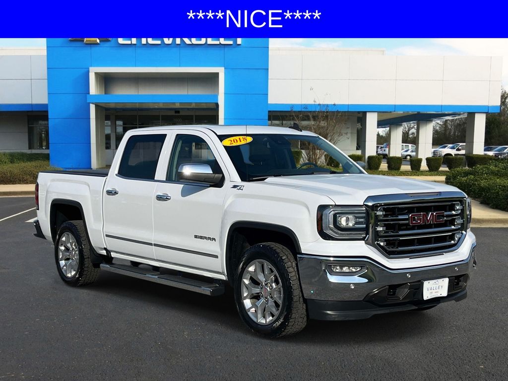 Summit White 2018 GMC Sierra 1500 SLT Crew Cab 4WD Pickup Truck Four-Wheel Drive 8-Speed Automatic Overdrive