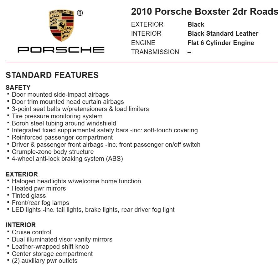 2010 Porsche Boxster Base 19