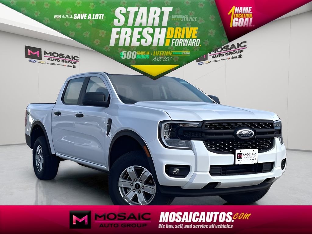 Oxford White 2025 Ford Ranger XL SuperCrew 4WD Pickup Truck Four-Wheel Drive Automatic