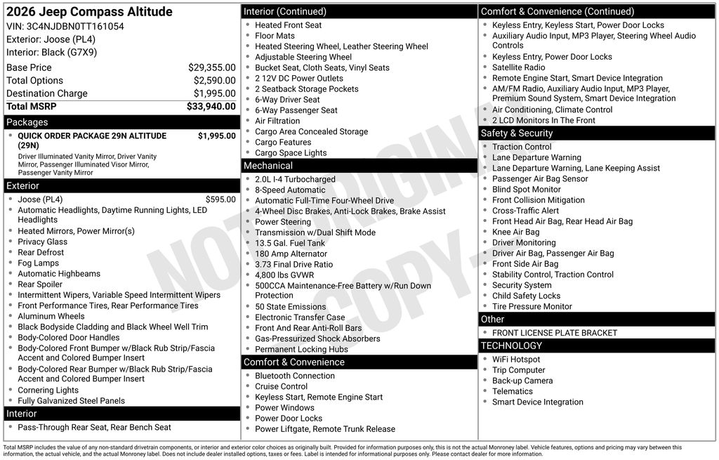 new 2026 Jeep Compass car, priced at $29,144