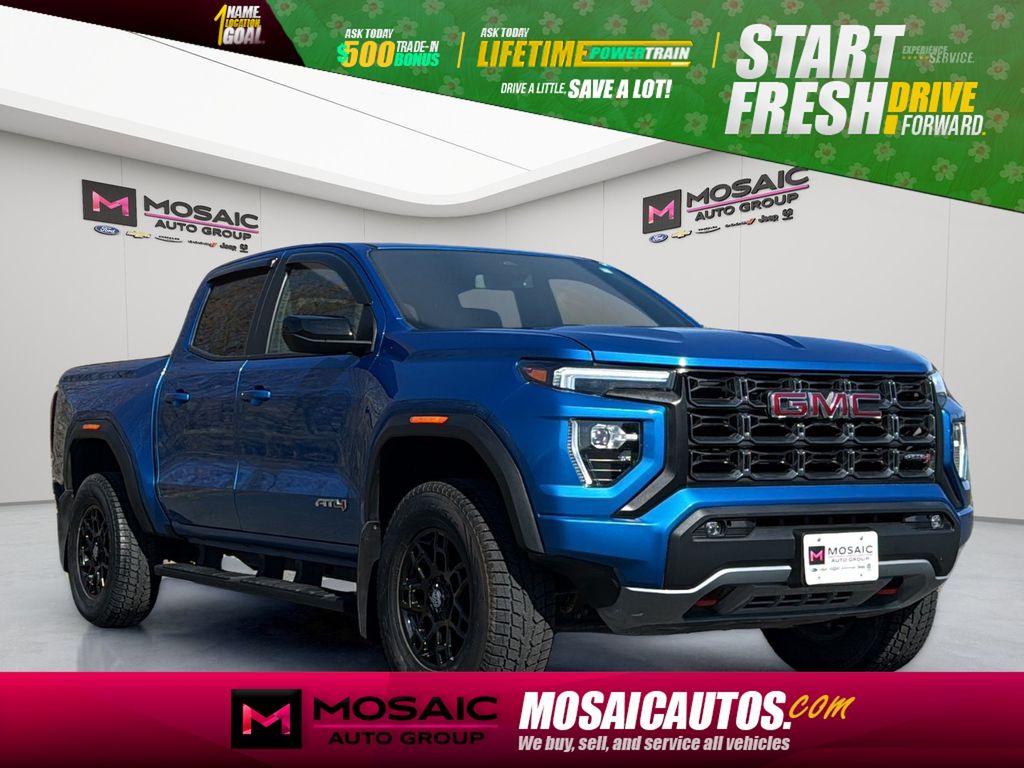 Blue 2023 GMC Canyon AT4 Crew Cab 4WD Pickup Truck Four-Wheel Drive 8-Speed Automatic