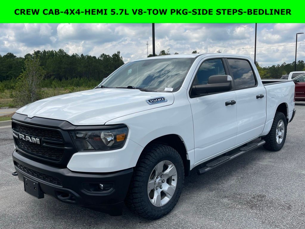 Bright White Clearcoat 2024 RAM 1500 Tradesman Crew Cab 4WD Pickup Truck Four-Wheel Drive 8-Speed Automatic