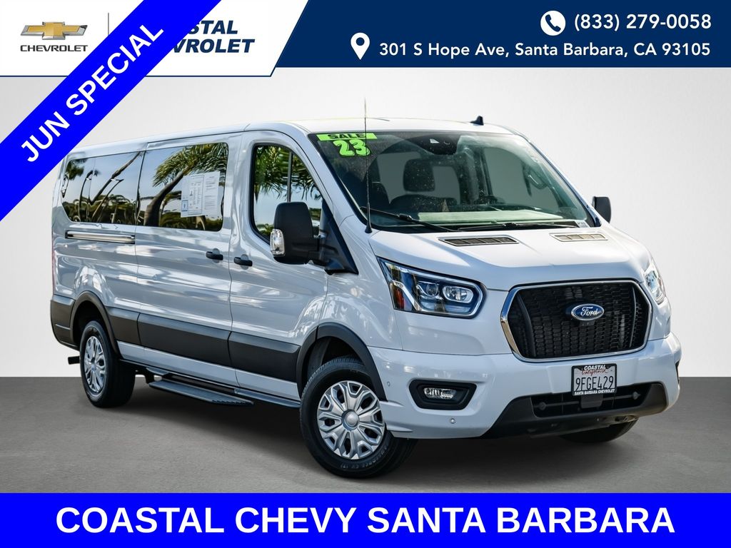Oxford White 2023 Ford Transit Passenger 350 XLT Low Roof LB RWD Van Rear-Wheel Drive