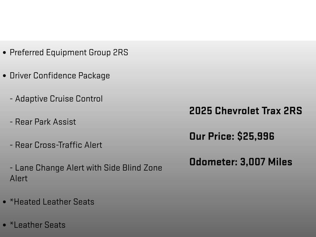 2025 Chevrolet Trax 2RS Gray at Klick Lewis Buick Chevrolet