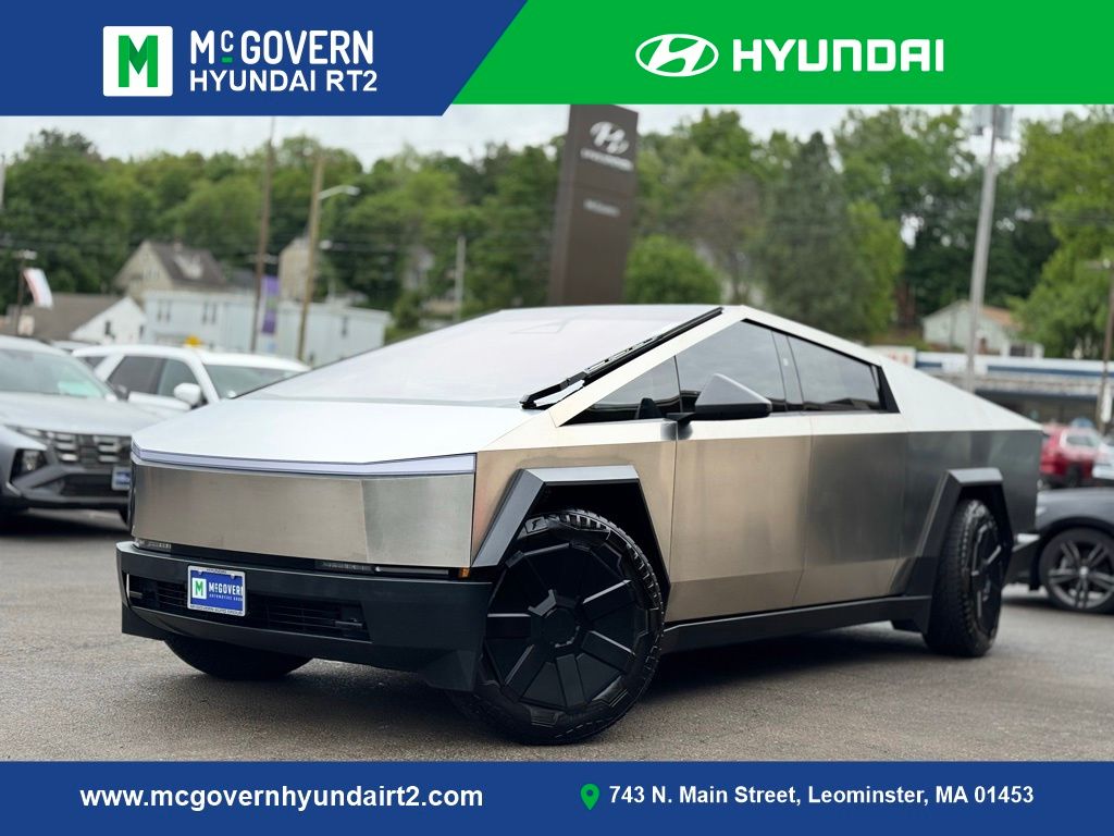 Silver 2025 Tesla Cybertruck Crew Cab AWD Pickup Truck All-Wheel Drive 1-Speed Automatic