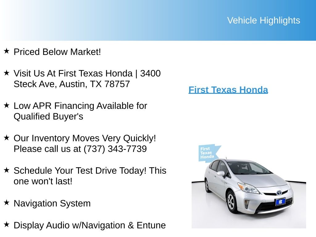 Used Car 2015 Toyota Prius  Three For Sale Under $12,000 In Austin, Texas