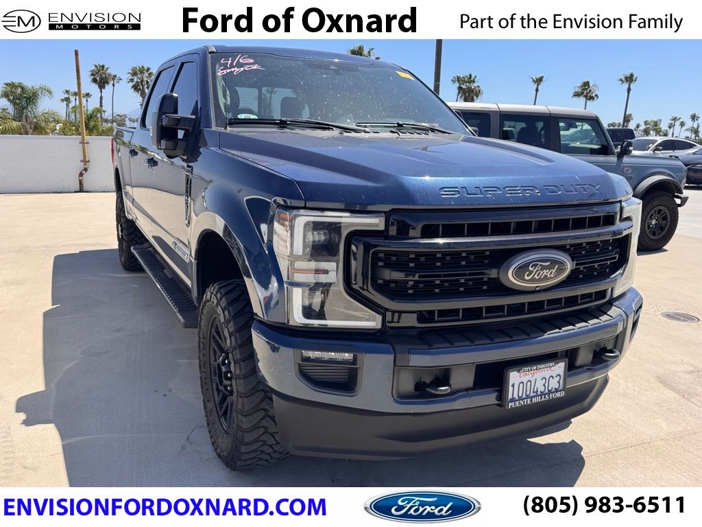 Blue 2020 Ford F-250 Super Duty Lariat Crew Cab 4WD Pickup Truck Four-Wheel Drive Automatic