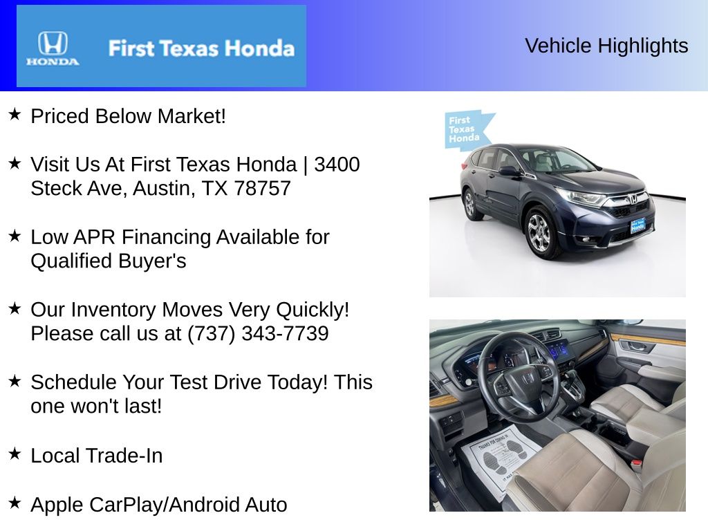 Used Car 2018 Honda Cr-v  Ex-l For Sale Under $20,000 In Austin, Texas