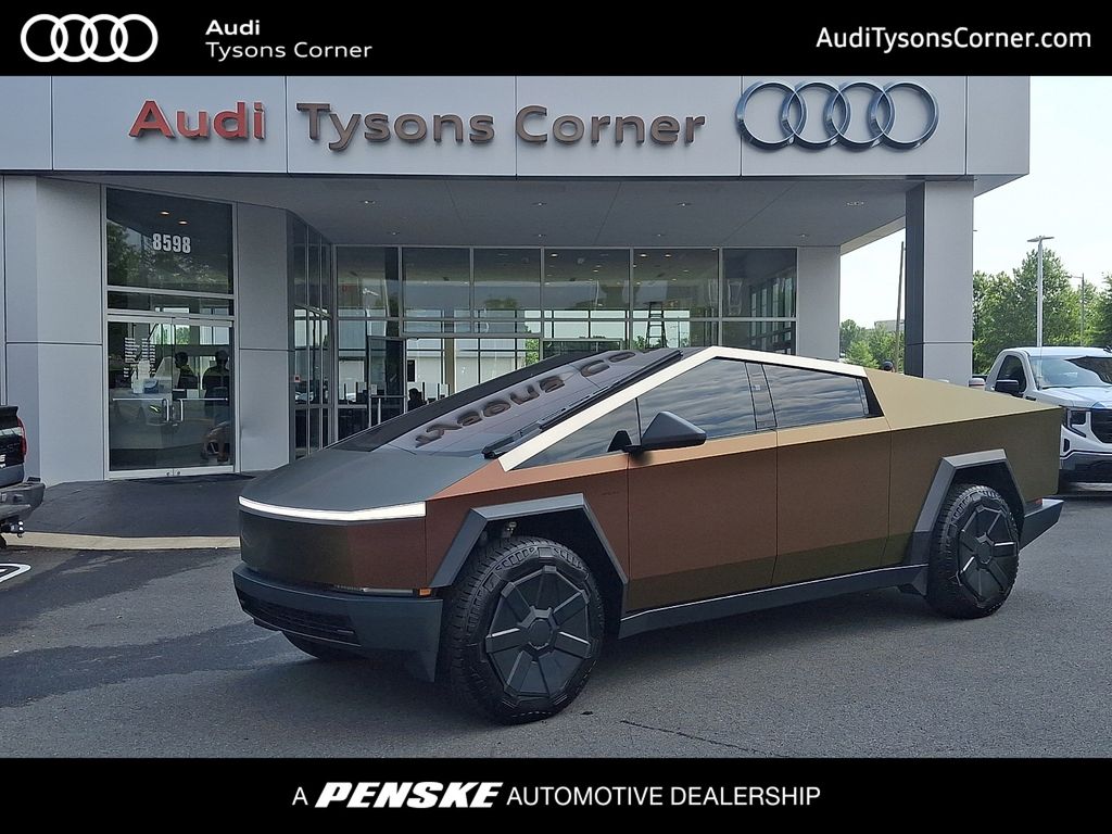 Gray (Stainless Steel) 2024 Tesla Cybertruck Crew Cab AWD Pickup Truck All-Wheel Drive 1-Speed Automatic