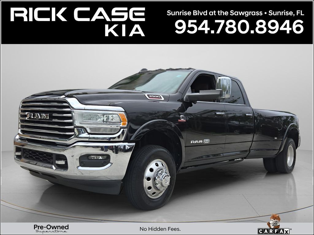 Diamond Black Crystal Pearlcoat 2019 RAM 3500 Laramie Longhorn Crew Cab LB DRW 4WD Pickup Truck Four-Wheel Drive 6-Speed Automatic