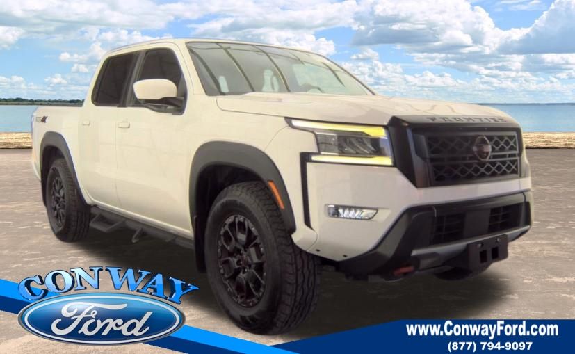 Glacier White 2023 Nissan Frontier Pickup Truck Four-Wheel Drive 9-Speed Automatic