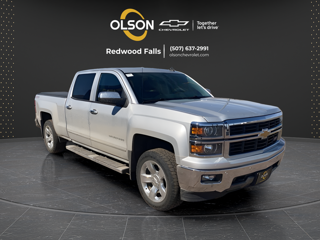 Silver Ice Metallic 2014 Chevrolet Silverado 1500 LTZ Crew Cab 4WD Pickup Truck Four-Wheel Drive 6-Speed Automatic Overdrive